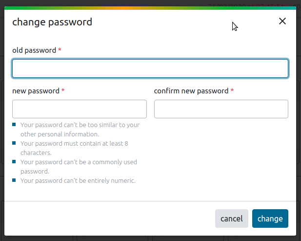 Change password form