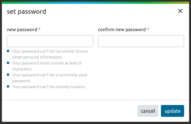 User management - set password